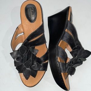 Clarks leather wedge sandals
